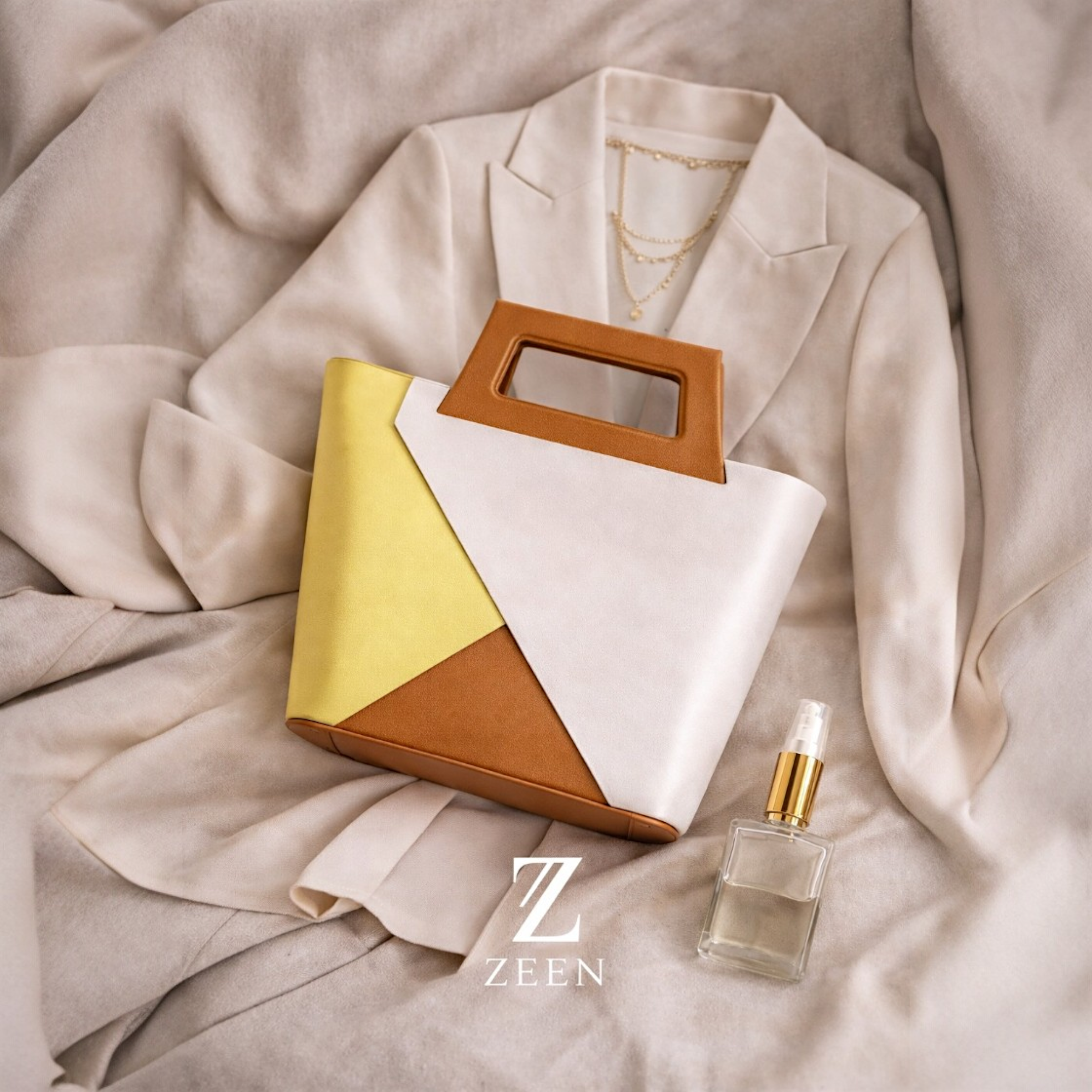 Ledertasche CARLA Colorblock Gelb