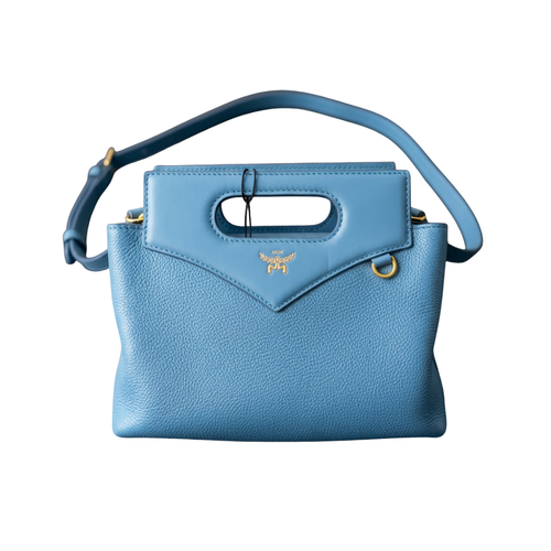 MCM Mini Soft Diamond Tote Bag blau Vorderansicht