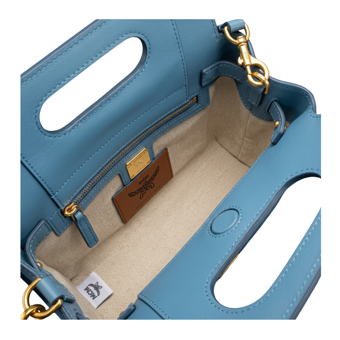 MCM Mini Soft Diamond Tote Bag blau Innenansicht