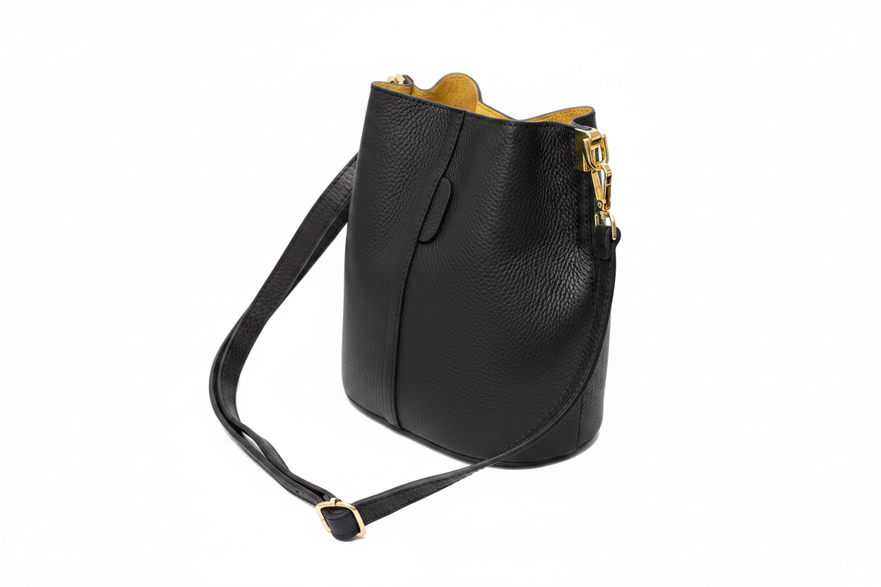 LILWENN Handtasche Schwarz – Elegante Damen Henkeltasche aus Echtleder