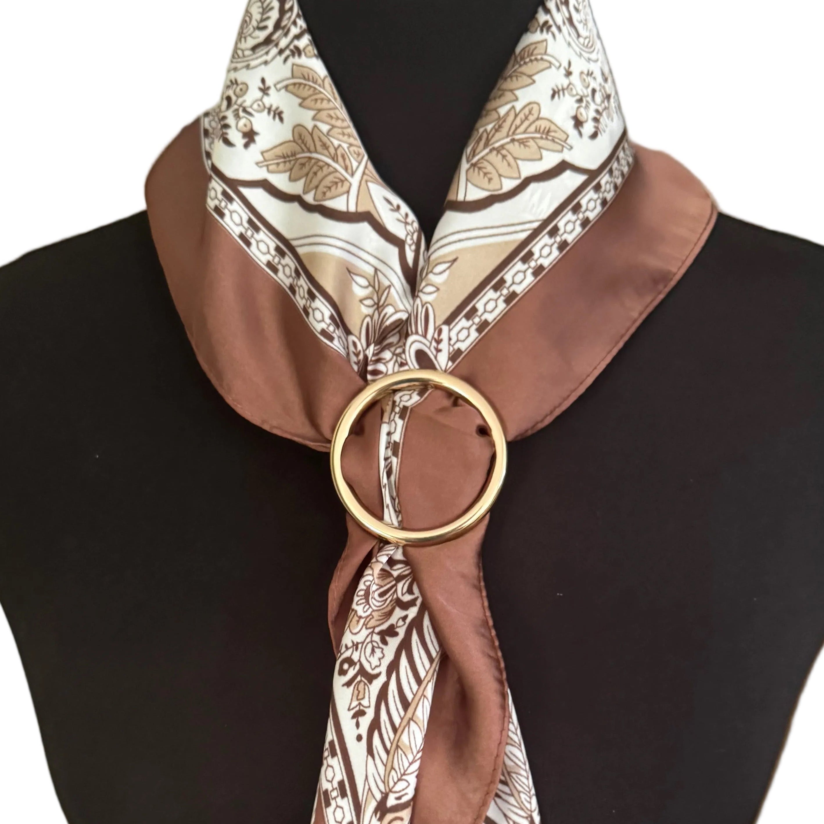 LINETA Foulard Paisley Braun 70x70 cm – Elegantes Damen Halstuch mit Seidengefühl