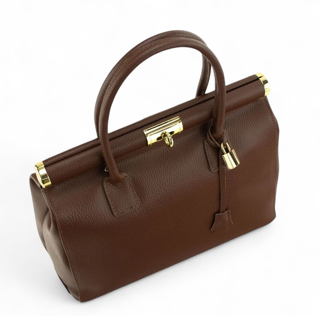 NORA Premium Ledertasche Braun – Große Damen Schultertasche & Shopper