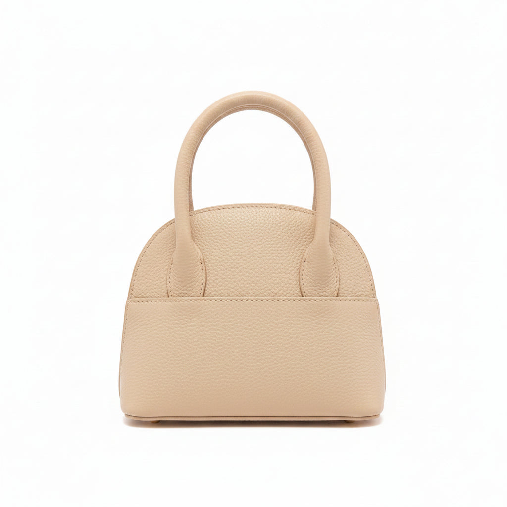 Schultertasche Beige in Echtleder