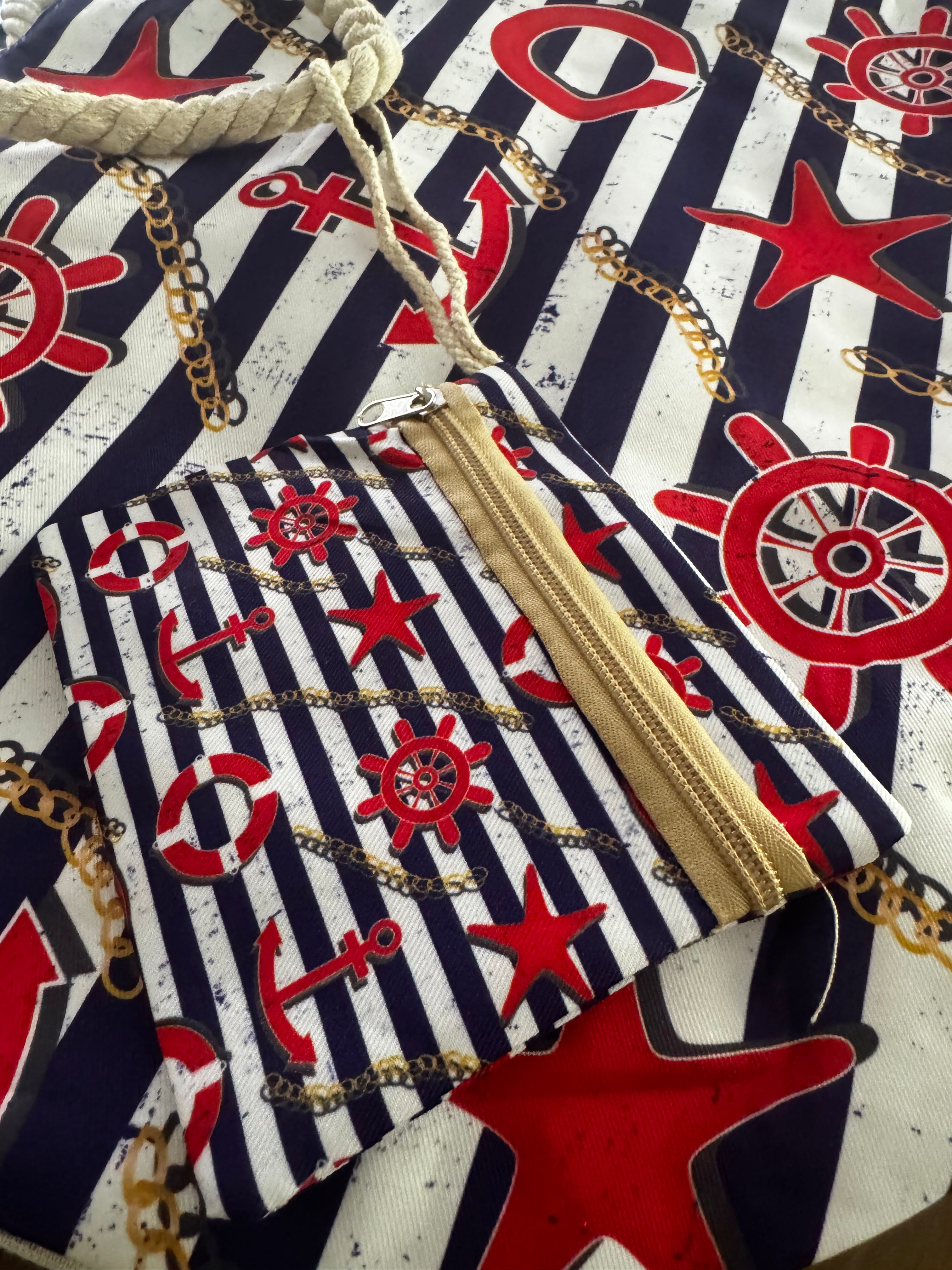 Beachbag XL Maritim mit Reißverschluss