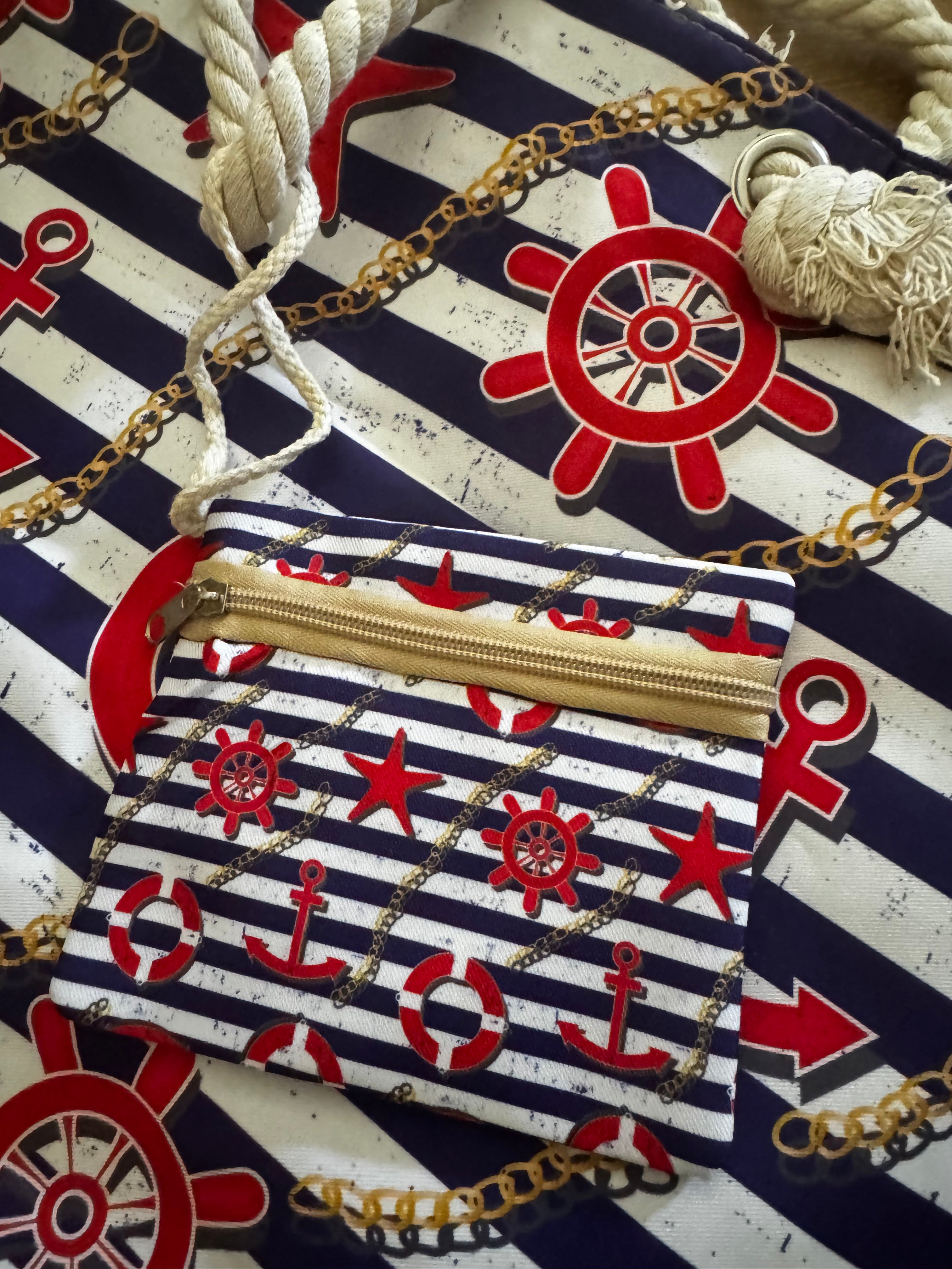 Beachbag XL Maritim mit Reißverschluss