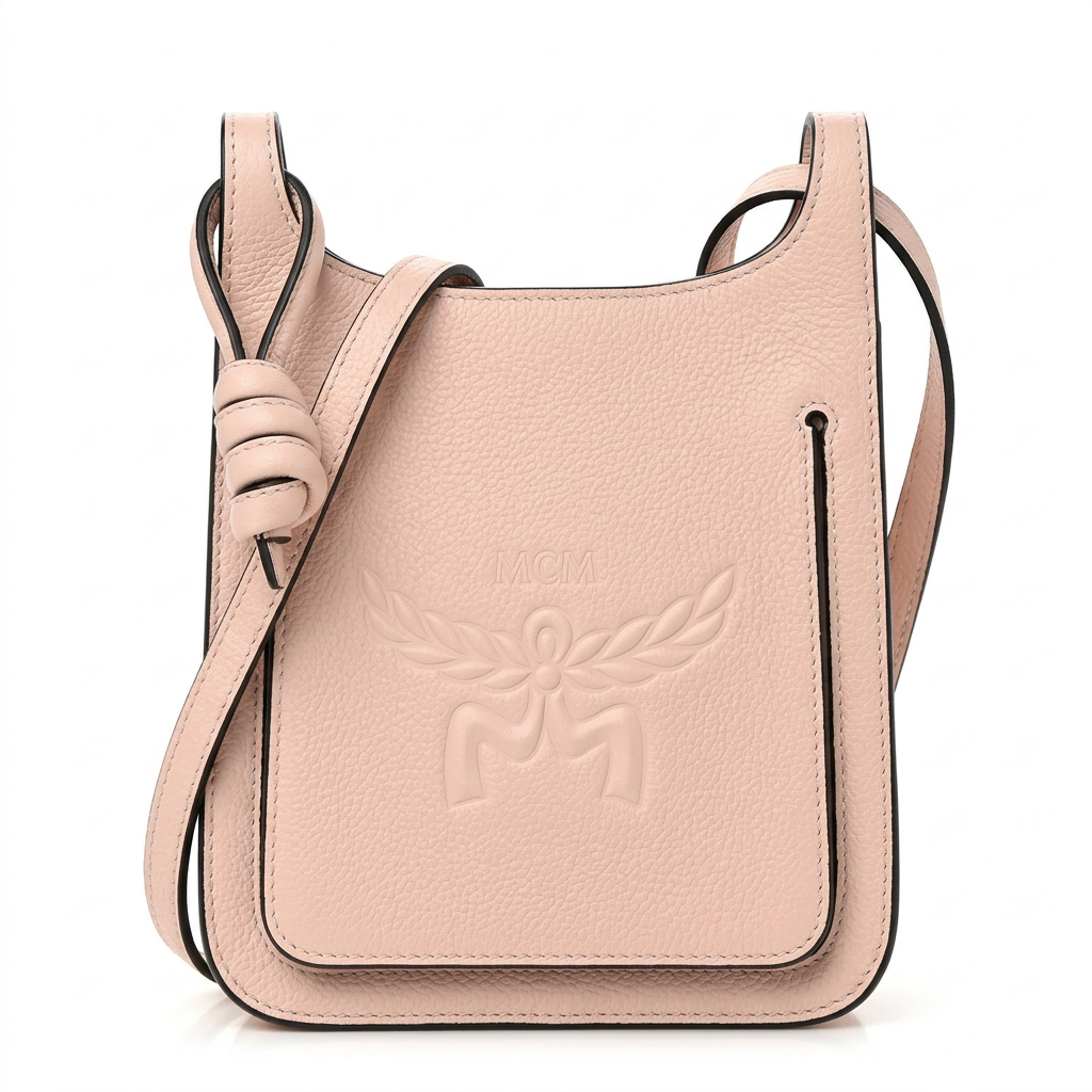 MCM Mini Himmel Umhängetasche rosa Crossbody Vorderansicht 