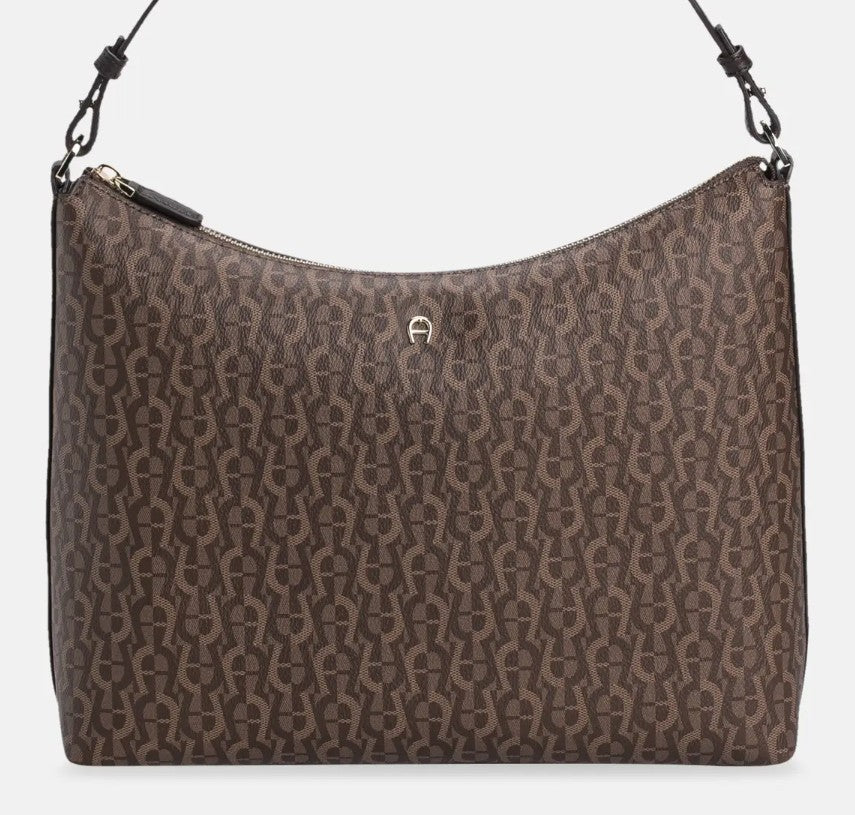 Aigner Juna Beuteltasche Icon M braun Leder Vorderansicht