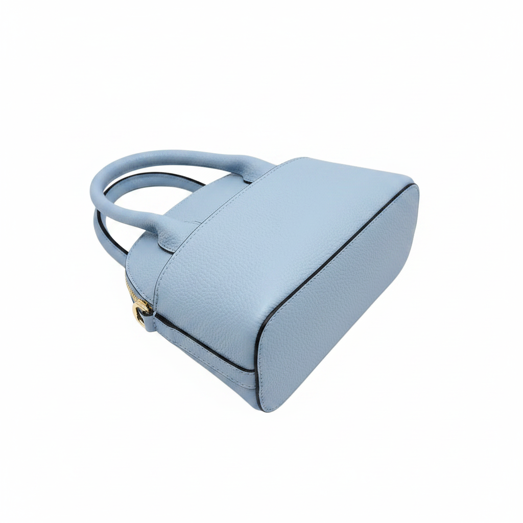 Schultertasche Light Blue in Echtleder