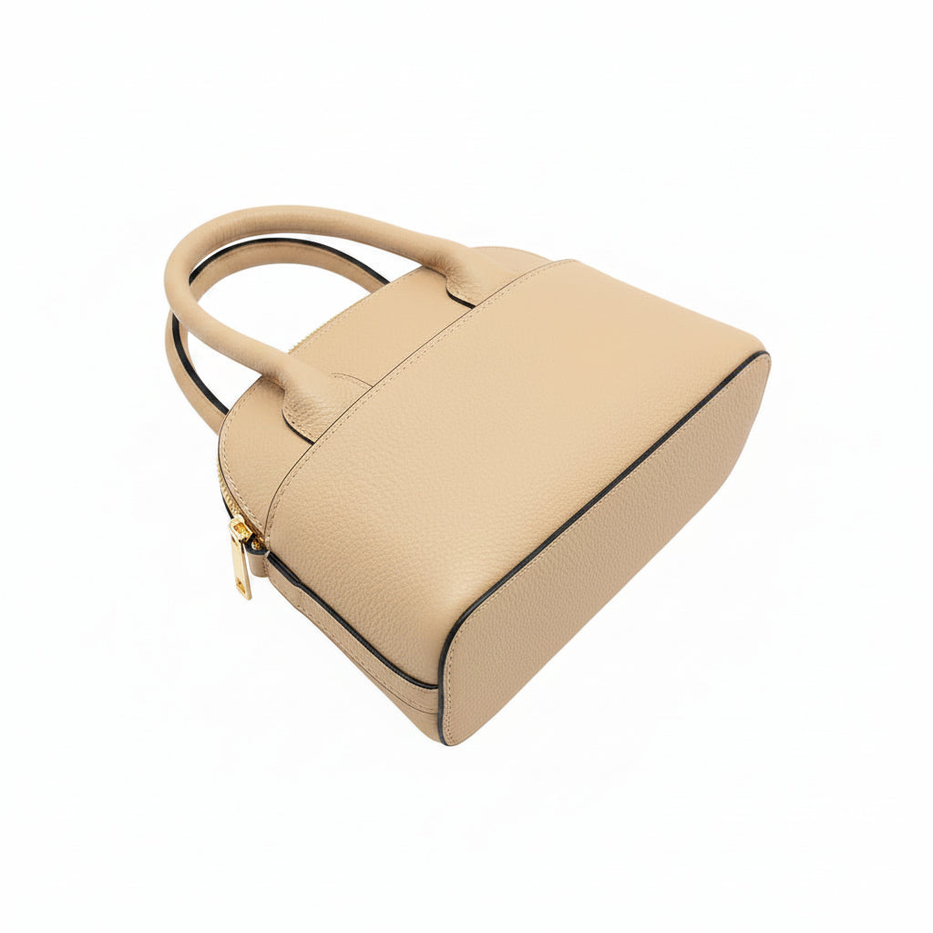 Schultertasche Beige in Echtleder