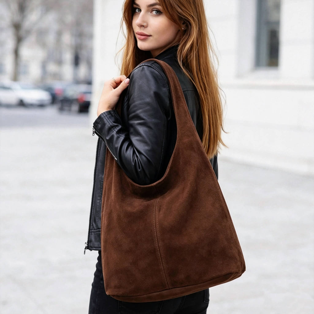Schultertasche aus Wildleder – Made in Italy