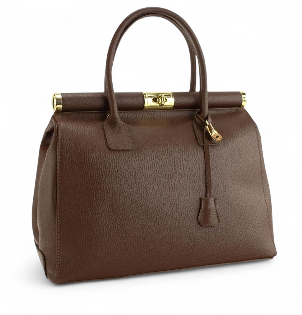 NORA Premium Ledertasche Braun – Große Damen Schultertasche & Shopper