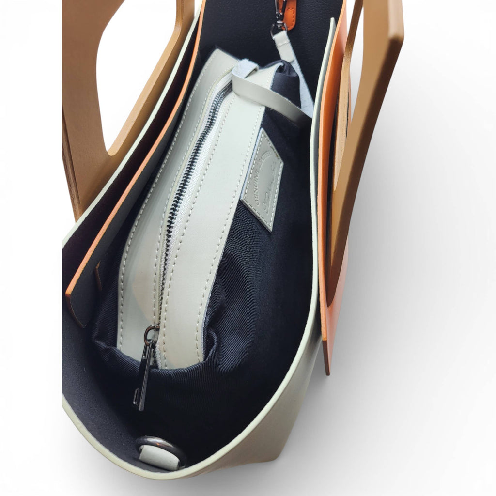 Ledertasche CARLA Colorblock Orange