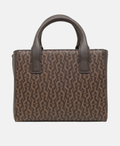 Rückansicht der braunen Aigner Handtasche mit Icon-Muster