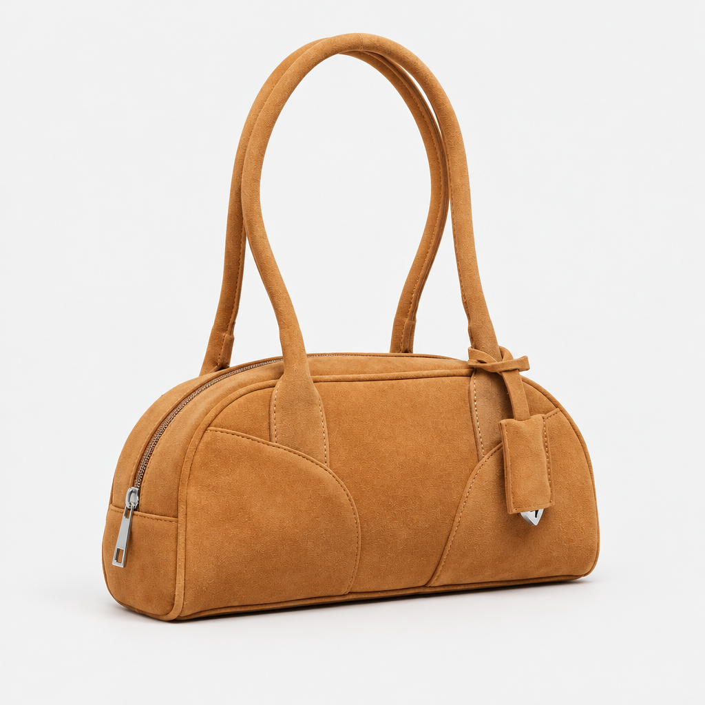PIECES Leder-Schultertasche Bowling