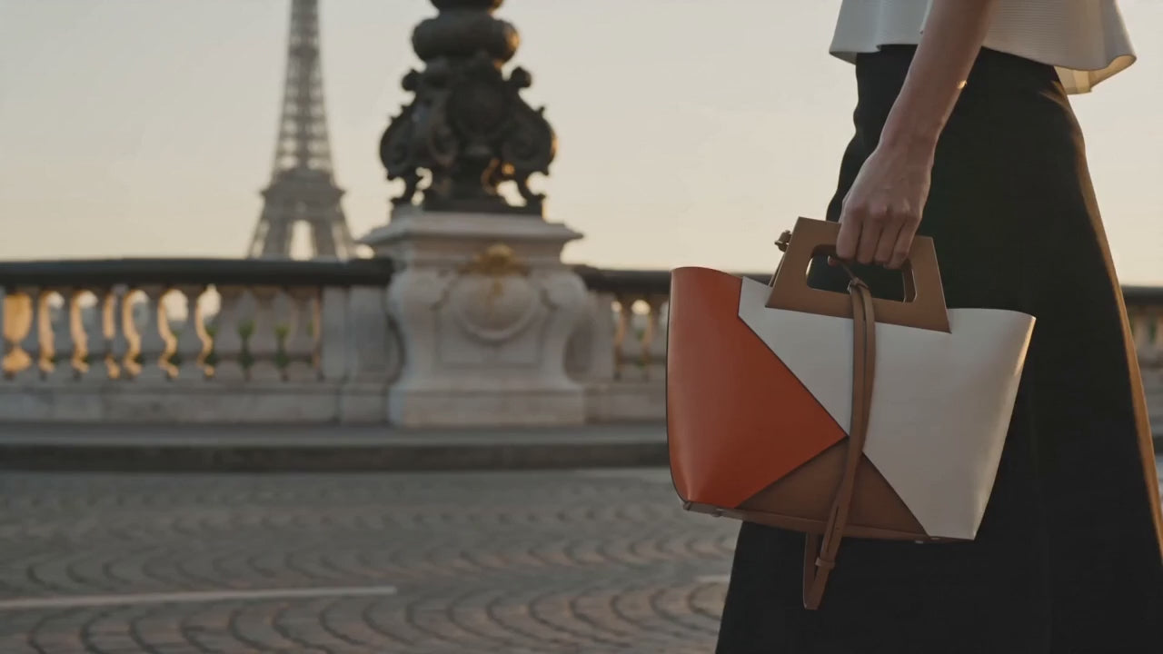 Ledertasche CARLA Colorblock Orange