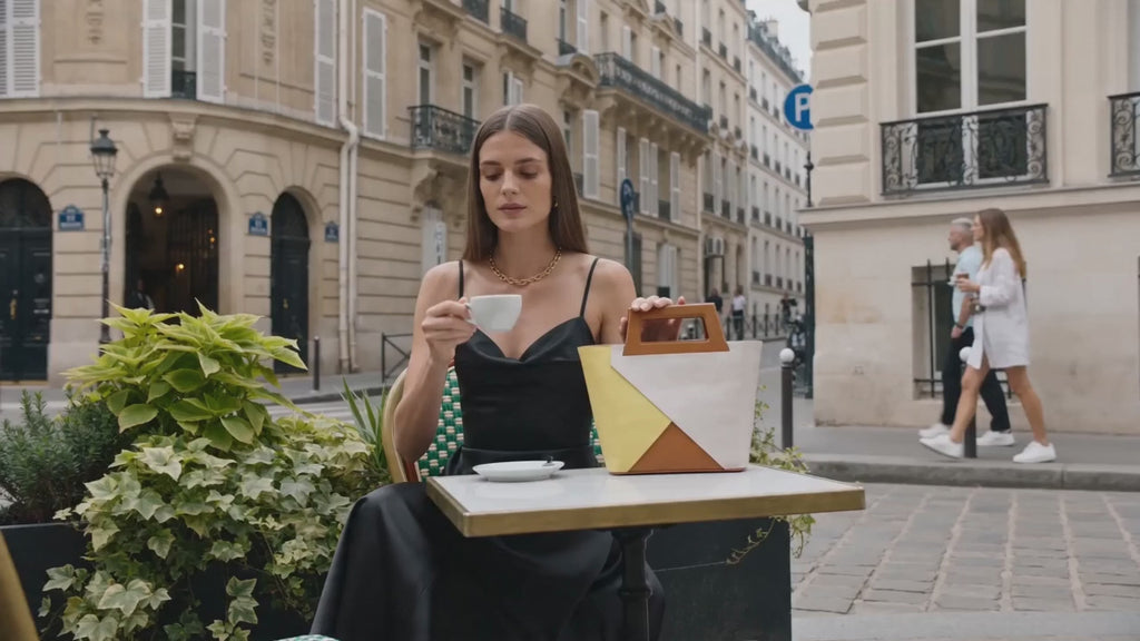 Ledertasche CARLA Colorblock Gelb